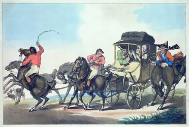 Viaggio in Inghilterra, o La Prima Tappa da Dover, acquaforte colorata da Francis Jukes, pub. da T. Smith, 1785